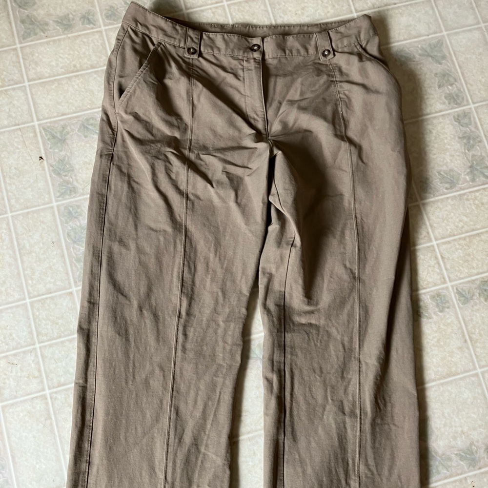 LL Bean Nylon Blend brown Mesh Pocket Flat Front‎ Adventure Pants outdoor active